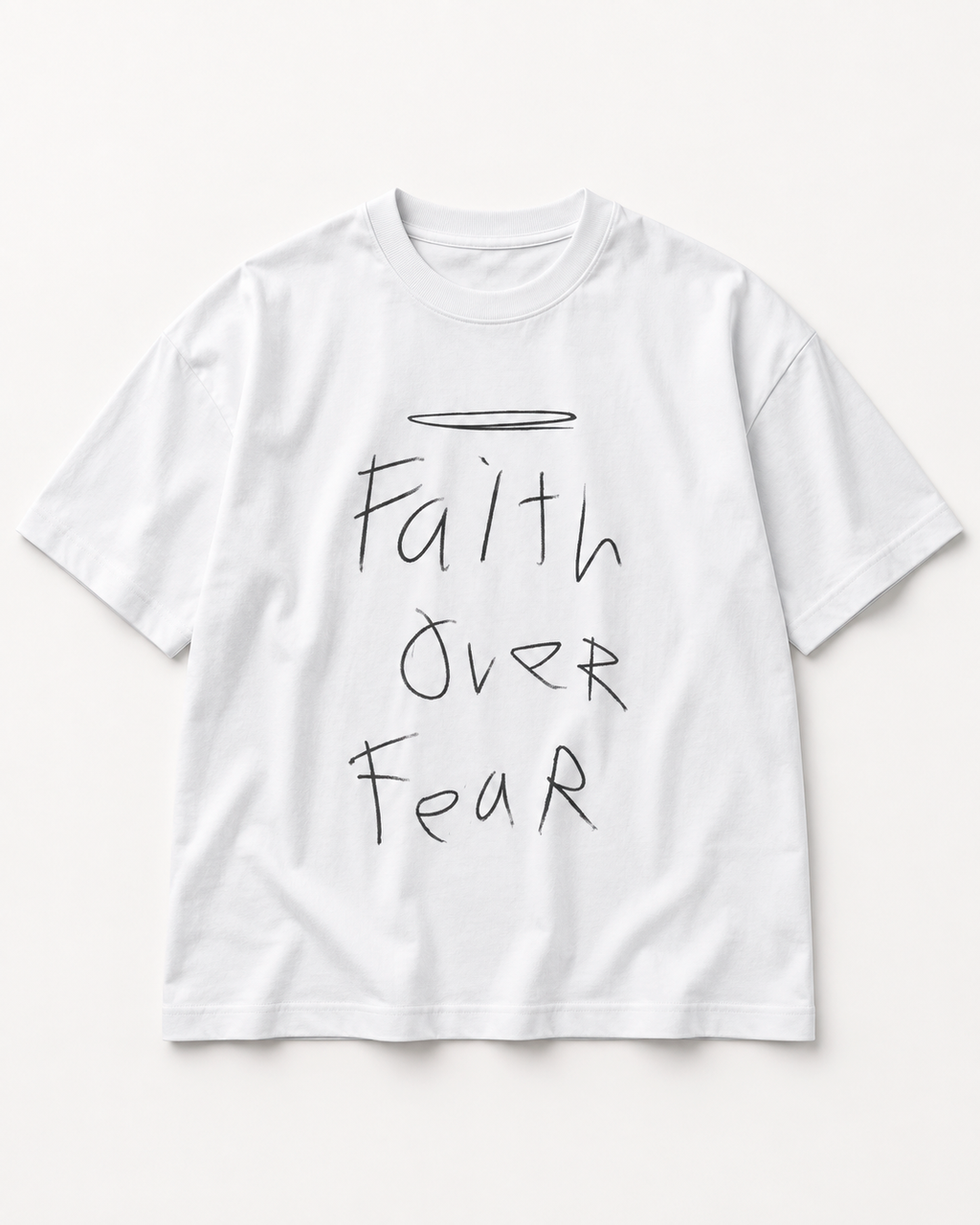 Camiseta Faith Over Fear branca — vista frontal