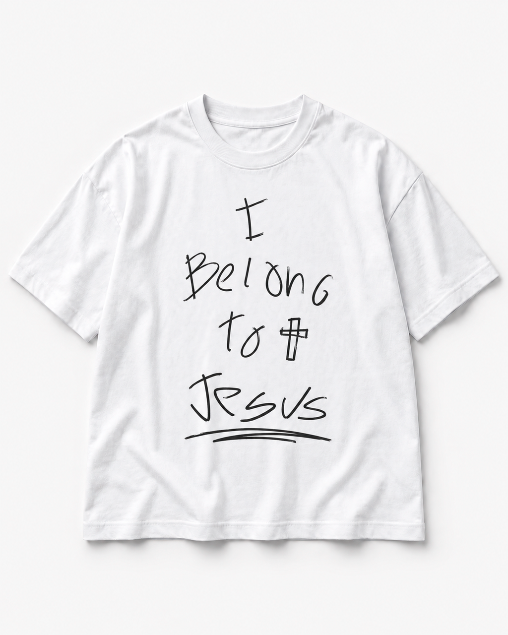 Camiseta Belong to Jesus branca — vista frontal