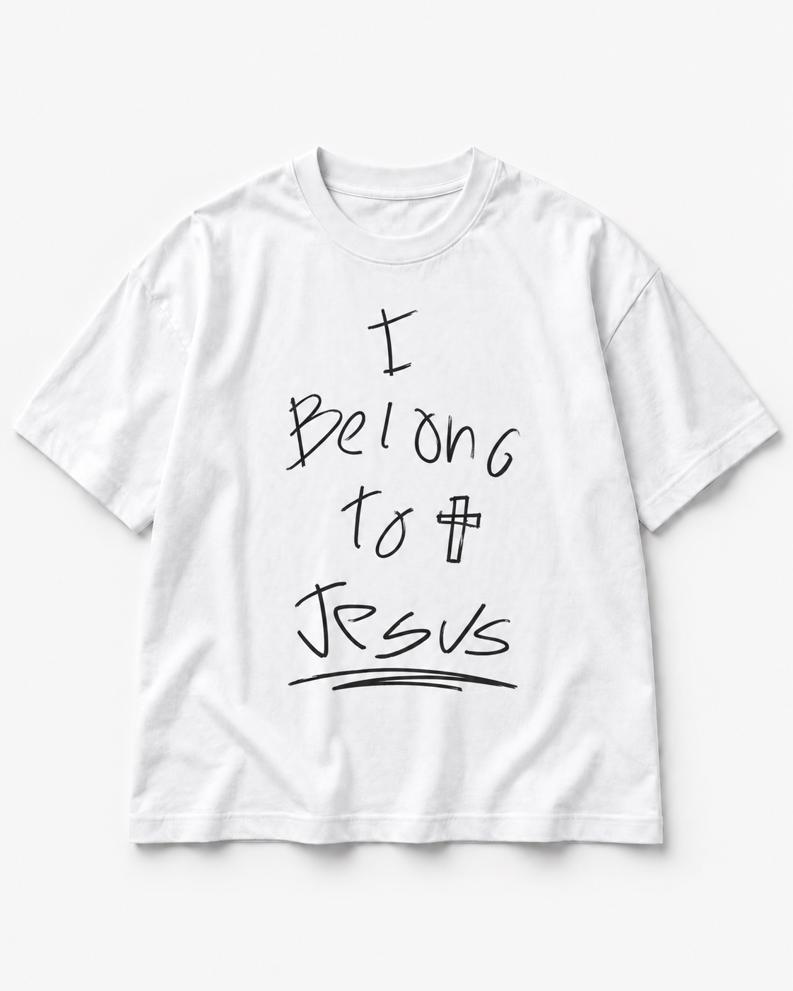 Camiseta Belong to Jesus branca — vista frontal