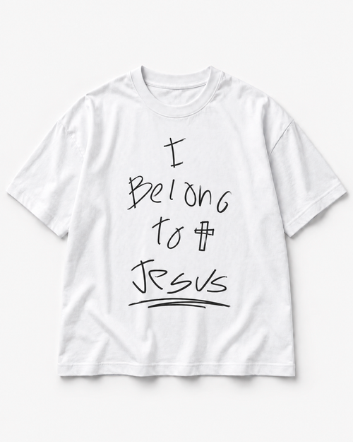 Camiseta Belong to Jesus branca — vista frontal